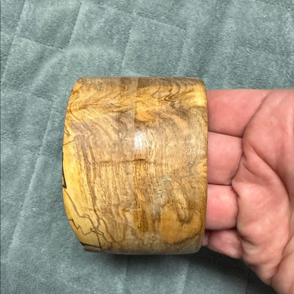 Ambrosia Maple Bangle Bracelet, Natural, Brown, Wood, Boho - Picture 4 of 10